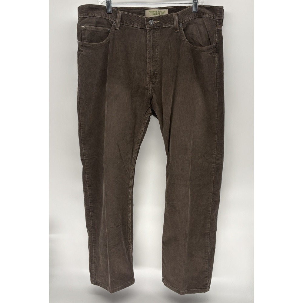 Y2K Wrangler Corduroy Brown Pants Pleated Straigh Fit Grunge Men 38X30